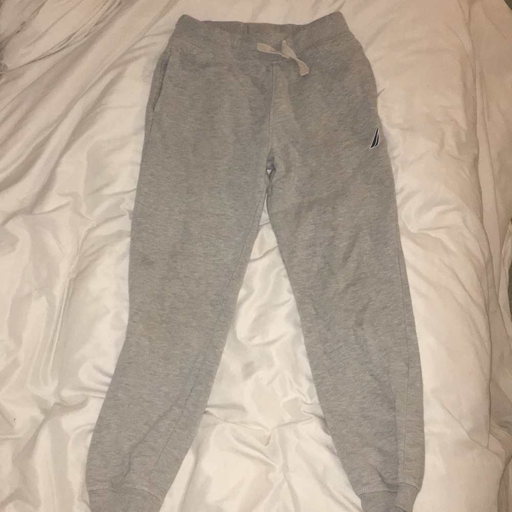 Stretchy kids nautica grey sweatpants.